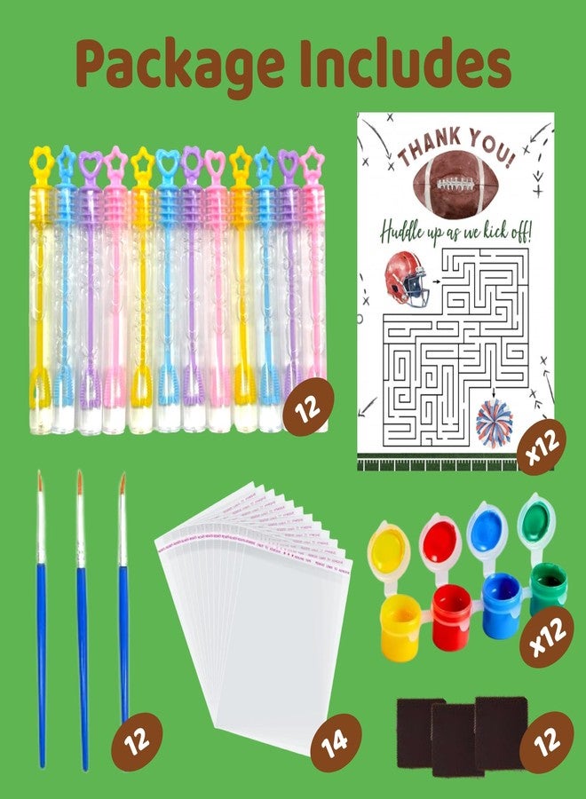 GOGREENWOVEN Football Party Favors - 12 PCS Football Birthday Party Supplies - Sports Theme Bubbles & Paint Crafts - American Rugby Birthday Decorations Goodie Bags Gifts Prizes for Kids Boys Toddler - Image 4